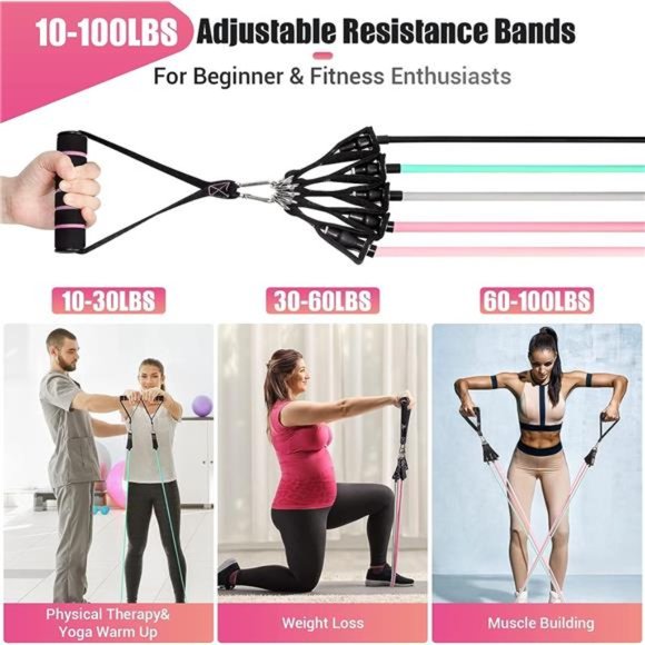 Resistance Bands with Handles for Women, 5 Level Exercise Bands Workout Bands - Picture 6 of 6